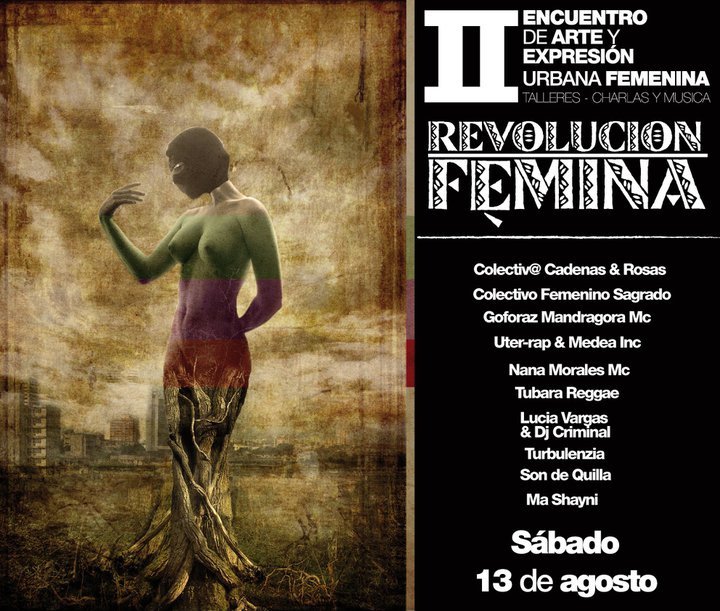 Afiche promocional del II Encuentro de Arte y Expresión Urbana Femenina. Por: UTER RAP