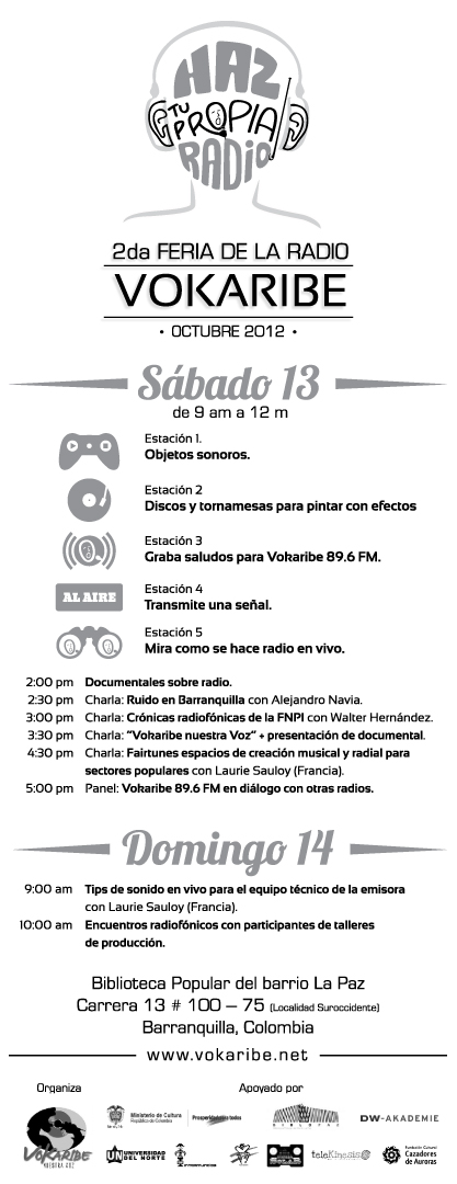 Programación 2da Feria de la Radio Vokaribe | Diseño: Guillermo Solano